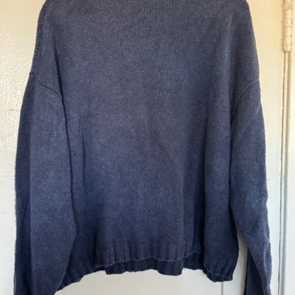 James Street Co Moa Half-Zip Cotton Sweater M in Indigo - Picture 3 of 3